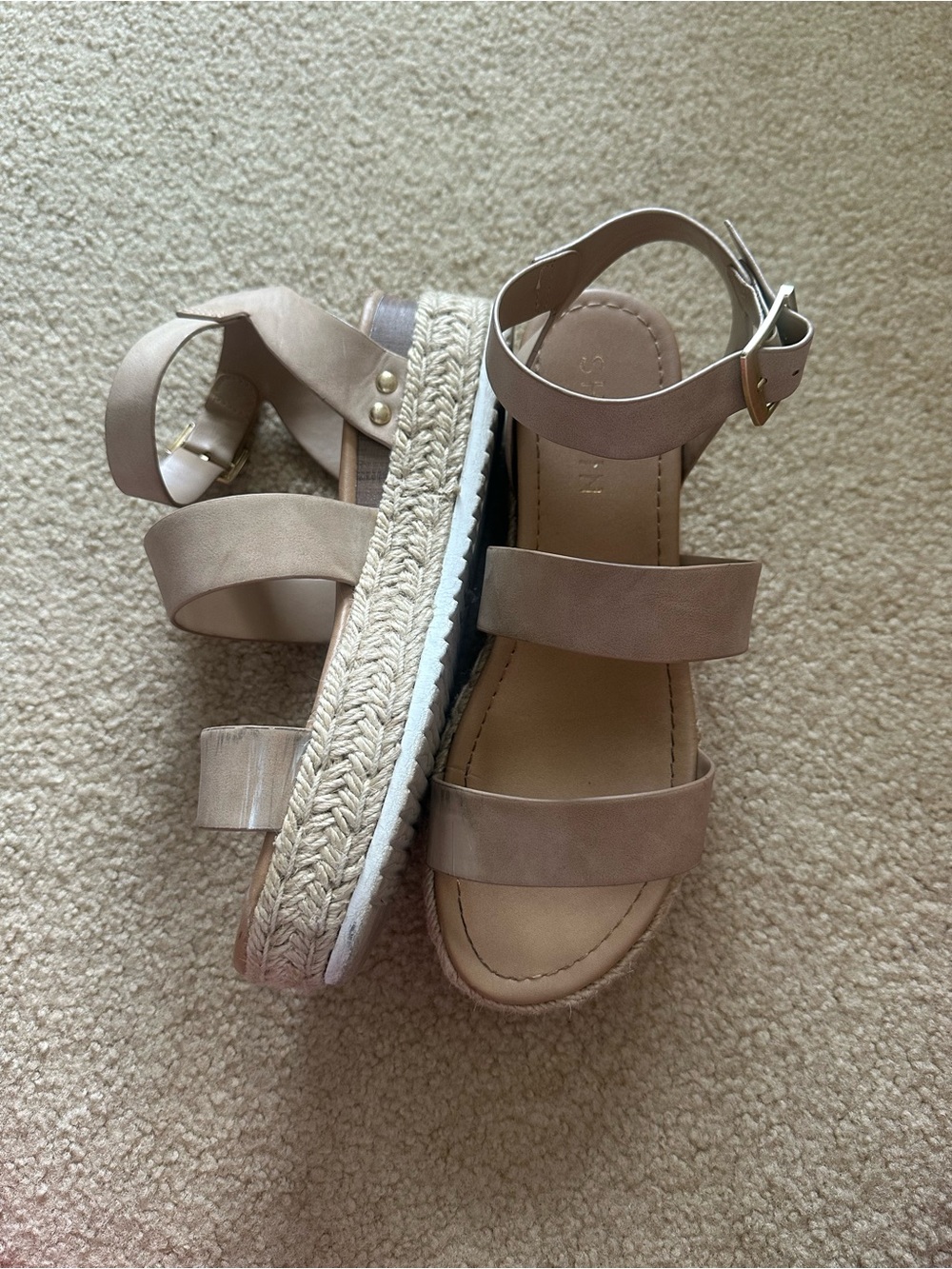 SHEIN Nude Espadrille Platform Wedge Sandals Size 8.5 🤎